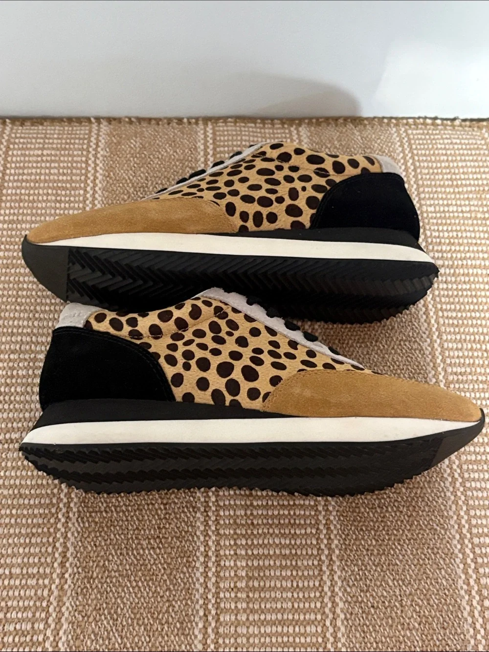 Women’s Loeffler Randall Rio Leopard Print Sneakers, Calf Hair Panels & Suede